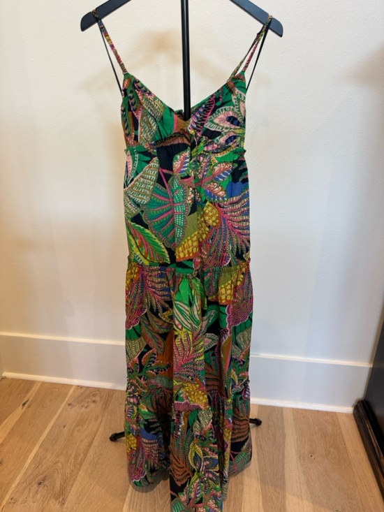 Gianni Bini Dresses & Skirts - Gianni Bini Multicolor Tropical Leaf Maxi Dress in Green and Pink